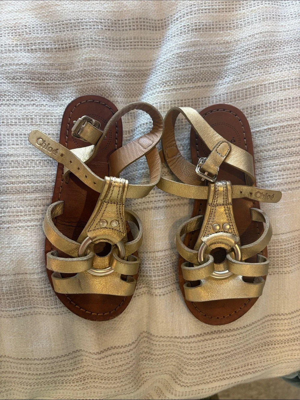 Chloe Gold Metallic Strappy Girls' Sandals